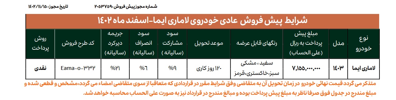 شرایط فروش ایما