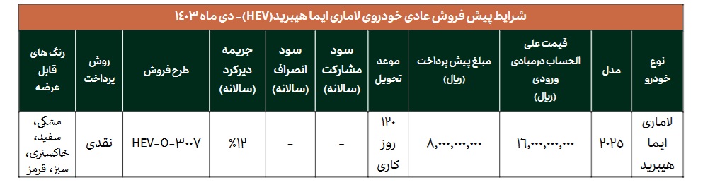 شرایط فروش لاماری هیبرید