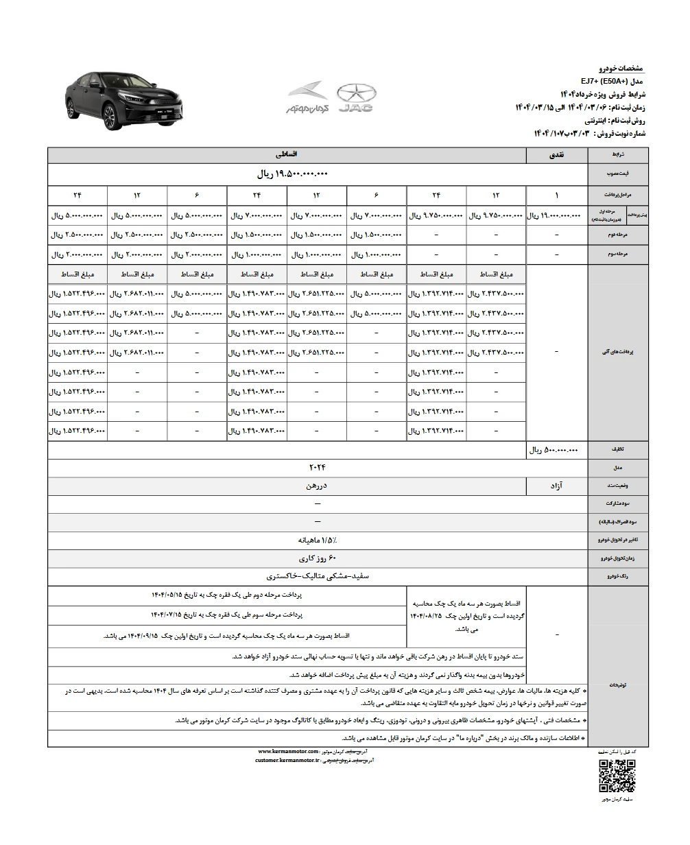شرایط فروش اقساطی +EJ7