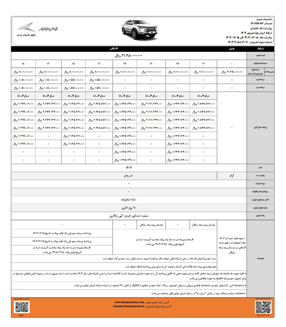 شرایط فروش T8