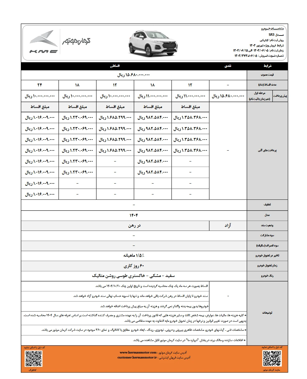 شرایط فروش SR3