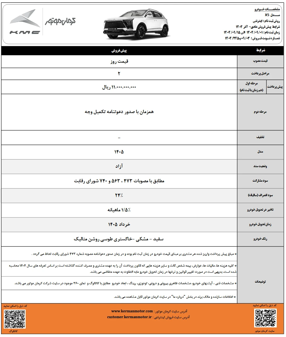 پیش فروش KMC x5 آذر 1404