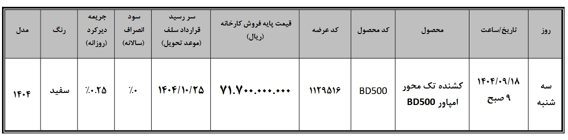 شرایط فروش کشنده تک محور امپاور BD500