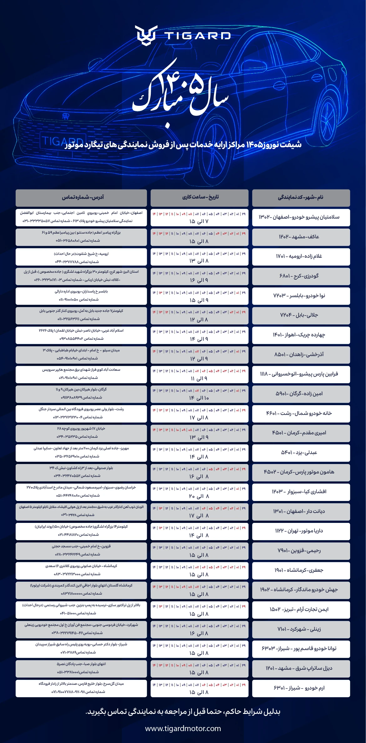 خدمات پس از فروش تیگارد